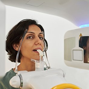 Woman getting a CT scan